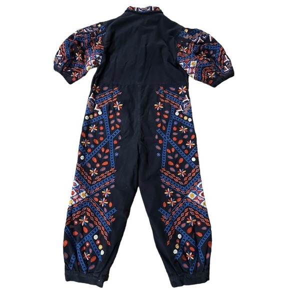 FARM RIO Embroidered Corduroy Jumpsuit in Navy Blue Size XL - Picture 10 of 10